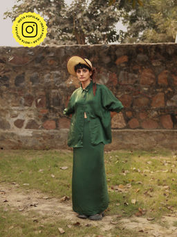 Doodlage - Earo Emerald Solid Shirt and Skirt (Set of 2)