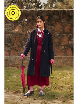 Doodlage - Willow Navy Blue Overcoat with Belt (Set of 2)