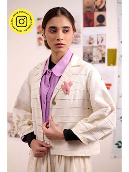 Doodlage - Women Beige Cotton Blazer