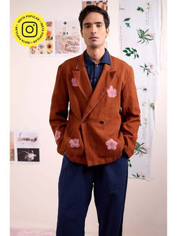 Doodlage - Unisex Brown Cotton Blazer