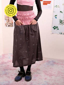 Doodlage - Brown Vine Bandhani Skirt