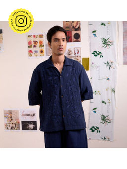 Doodlage - Men Navy Blue Florique Shirt