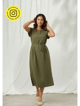 Doodlage - Erna Olive Midi Dress with Belt