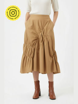 Doodlage - Lizzy Beige Midi Skirt