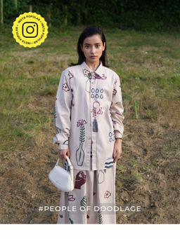 Doodlage - Printed Unisex Beige Shirt