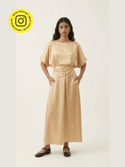 Doodlage - Mia Beige Solid Maxi Skirt