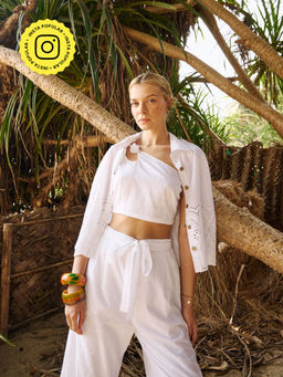 Essgee - White Floret Crop Shirt