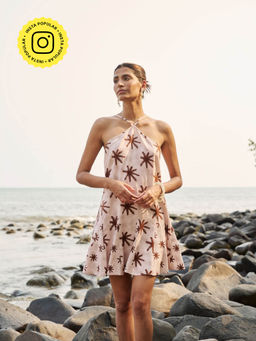Essgee - Womens Beige Leat Mini Dress