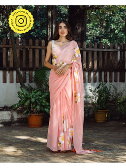 Ethnic Elements - Mustard Yellow Chitramay Handpainted Mul Cotton Saree