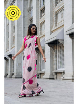 Ethnic Elements - Multicolor Handpainted Cotton Saree