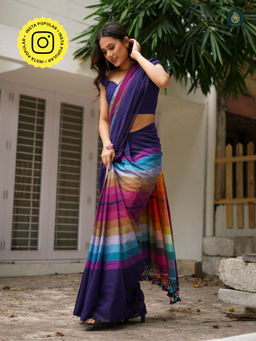 Ethnic Elements - Multicolor Mul Cotton Saree