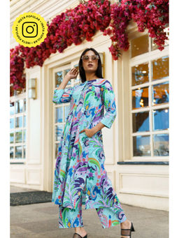 Ethnic Elements - Womens Multi Color Floral Print Kurta and Pant (Set of 2)