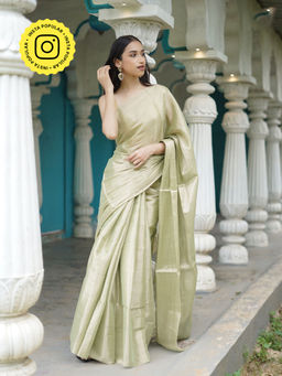 Ethnic Elements - Dijon Mul Cotton Tissue Saree Without Blouse