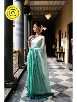 Ethnic Elements - Multicolor Zari Mul Cotton Handloom Saree