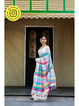 Ethnic Elements - Snow White Mul Cotton Saree