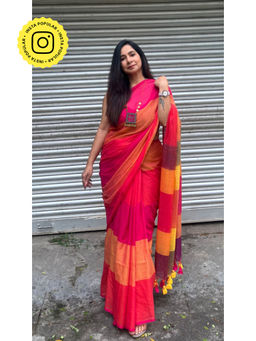 Ethnic Elements - Women Multi-Color Mul Cotton Saree Without Blouse
