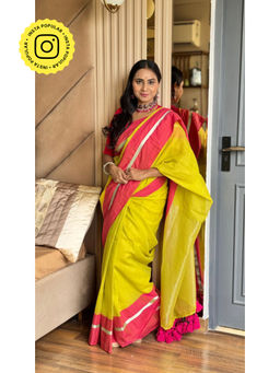 Ethnic Elements - Women Yellow Mul Cotton Saree Without Blouse