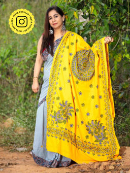 Ethnic Elements - Women Yellow Wool Embroidered Dupatta