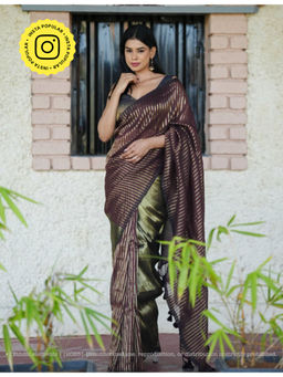 Ethnic Elements - Women Maroon Mul Cotton Saree Without Blouse