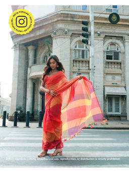 Ethnic Elements - Women Multi-Color Mul Cotton Saree Without Blouse