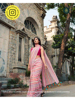 Ethnic Elements - Women Multi-Color Mul Cotton Saree Without Blouse