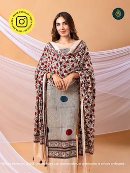 Ethnic Elements - Ajrakh Suit Modal Silk Unstitched Kurta With Bottom And Dupatta