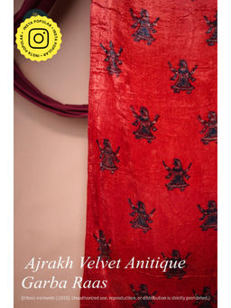 Ethnic Elements - Red Ajrakh Velvet Anitique Unstitched Kurta