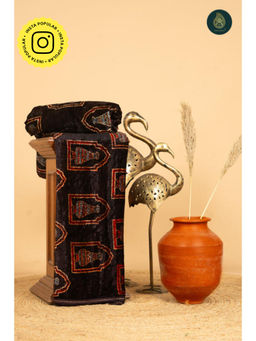 Ethnic Elements - Black Ajrakh Velvet Anitique Unstitched Kurta