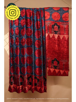 Ethnic Elements - Red Ajrakh Velvet Anitique Unstitched Kurta