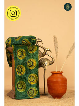 Ethnic Elements - Green Ajrakh Velvet Anitique Feathered Unstitched Kurta