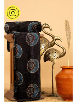 Ethnic Elements - Black Ajrakh Velvet Anitique Feathery Unstitched Kurta