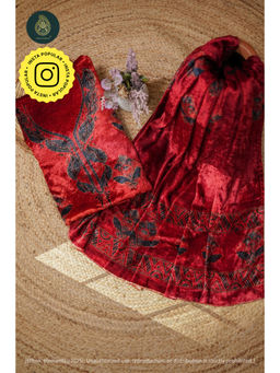 Ethnic Elements - Ajrakh Velvet Anitique Red Crown Unstitched Kurta