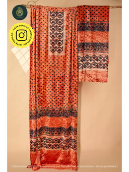 Ethnic Elements - Ajrakh Velvet Anitique Sable Unstitched Kurta