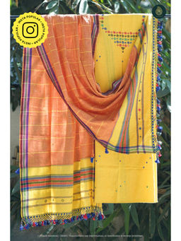 Ethnic Elements - Yellow Bhujodi Kala Cotton Unstitched Kurta With Bottom And Dupatta