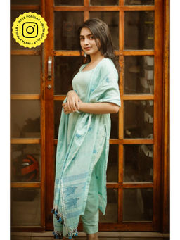 Ethnic Elements - Jacquard Jamdani Unstitched Kurta With Dupatta