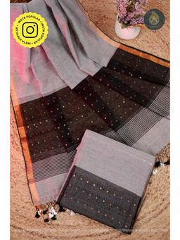Ethnic Elements - Silk Grey Unstitched Dress Material