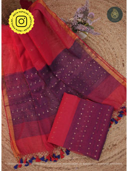 Ethnic Elements - Silk Orange Unstitched Dress Material