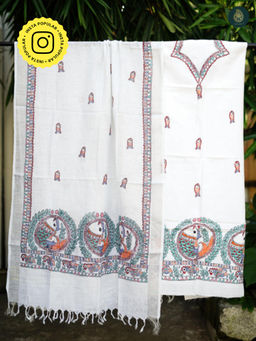 Ethnic Elements - Cotton White Unstitched Dress Material