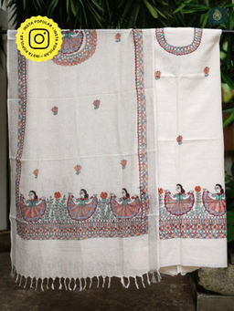 Ethnic Elements - Cotton White Unstitched Dress Material