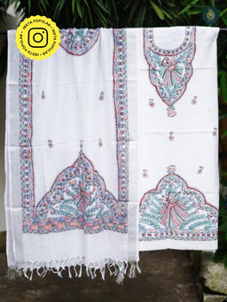 Ethnic Elements - Cotton White Unstitched Dress Material