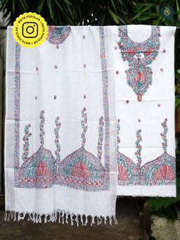 Ethnic Elements - Cotton White Unstitched Dress Material