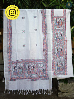 Ethnic Elements - Cotton White Unstitched Dress Material
