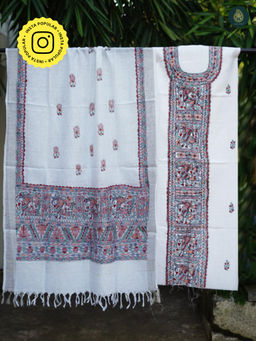 Ethnic Elements - Cotton White Unstitched Dress Material