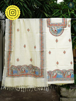 Ethnic Elements - Cotton Cream Unstitched Dress Material