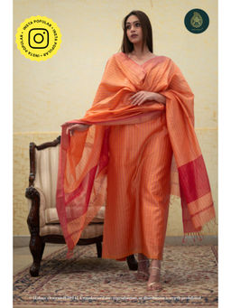 Ethnic Elements - Silk Peach Unstitched Dress Material