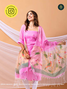 Ethnic Elements - Muslin Pink Unstitched Dress Material