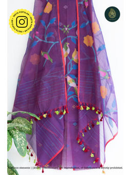 Ethnic Elements - Muslin Purple Unstitched Dress Material