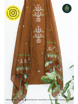 Ethnic Elements - Cotton Brown Unstitched Dress Material
