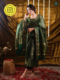 Ethnic Elements - Silk Green Unstitched Dress Material