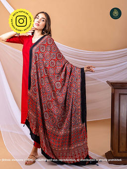Ethnic Elements - Stitched Red Kurta And Bottom With Dupatta Suit Set - Zarula And Ajrakh